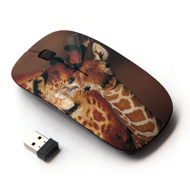 KOOLmouse [ Optical 2.4G Wireless Mouse [ Giraffe Cub Baby Brown Pattern Orange Africa ] - Image 1